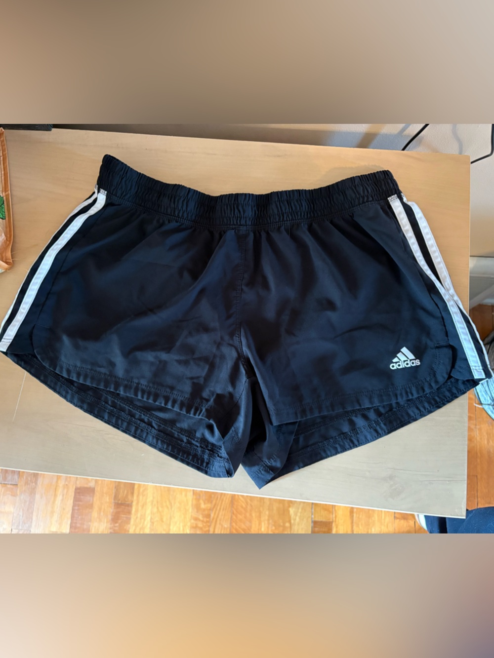Adidas Black Women’s Athletic Shorts with White Stripes